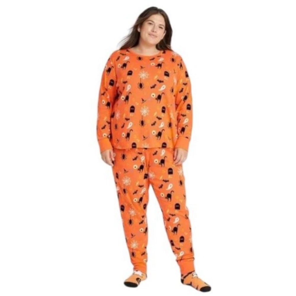 Hide and Eek! Target Halloween Spooky Cat Bat Ghost 2-Piece Pajama PJ Set 2X